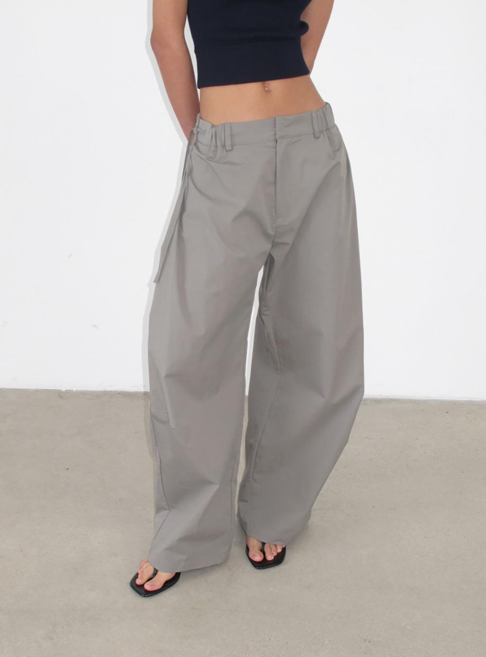Curved Hem Mid-Waist Wide Pants