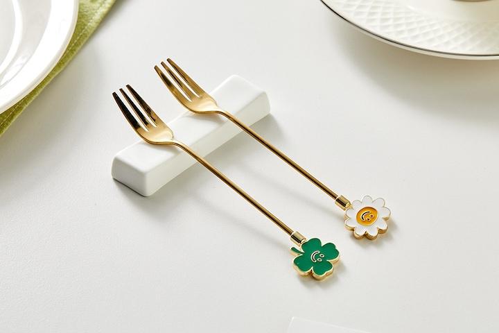 스마일 티포크 2P세트_클로버,플라워