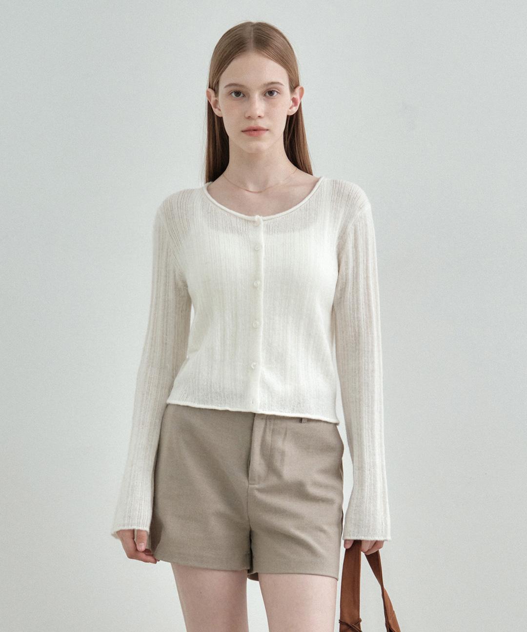 몽돌 [임마멜 PICK] 슬림 알파카 골지 니트 가디건 아이보리 MDCD048IVORY