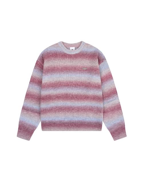 HAIRY GRADIENT STRIPED KNIT - RED