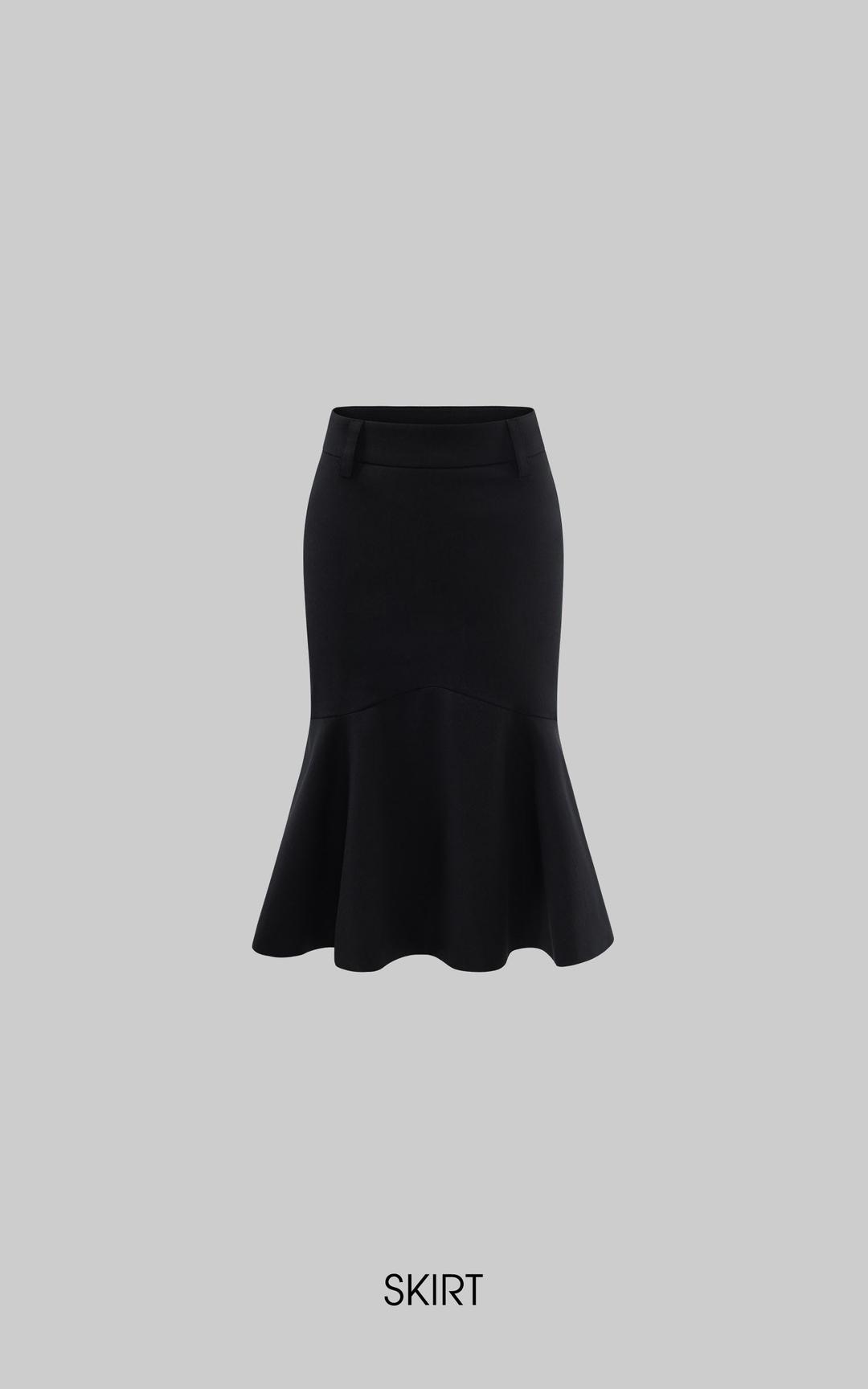 <tc>ROVENTE</tc> 로우라이즈 피쉬테일 미디 스커트