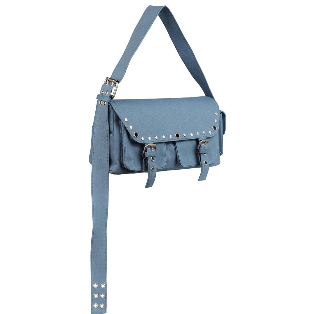 pocket stud shoulder bag-blue