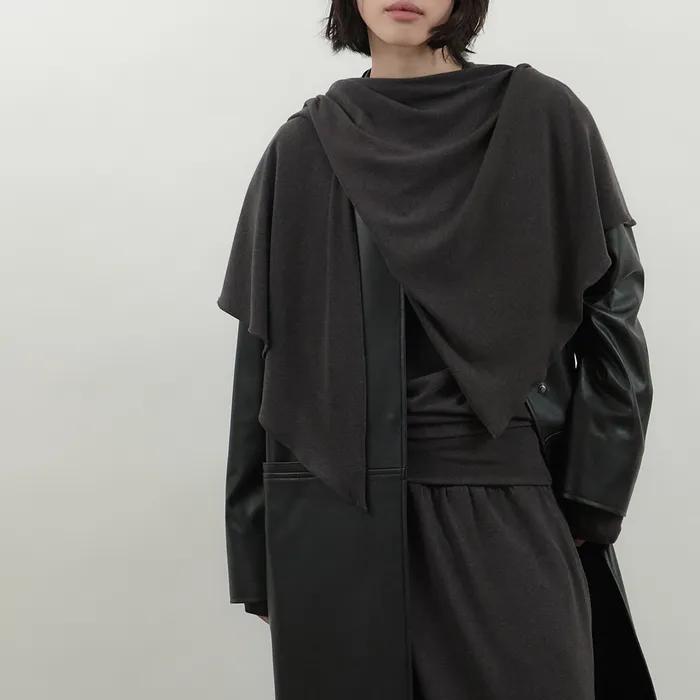 Wool-blend Jersey Scarf_Charcoal
