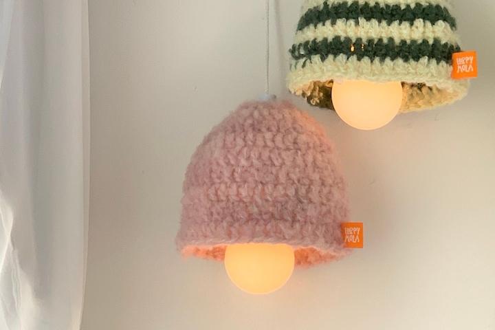 폼폼 뜨개 무드등 (당기는 전구)