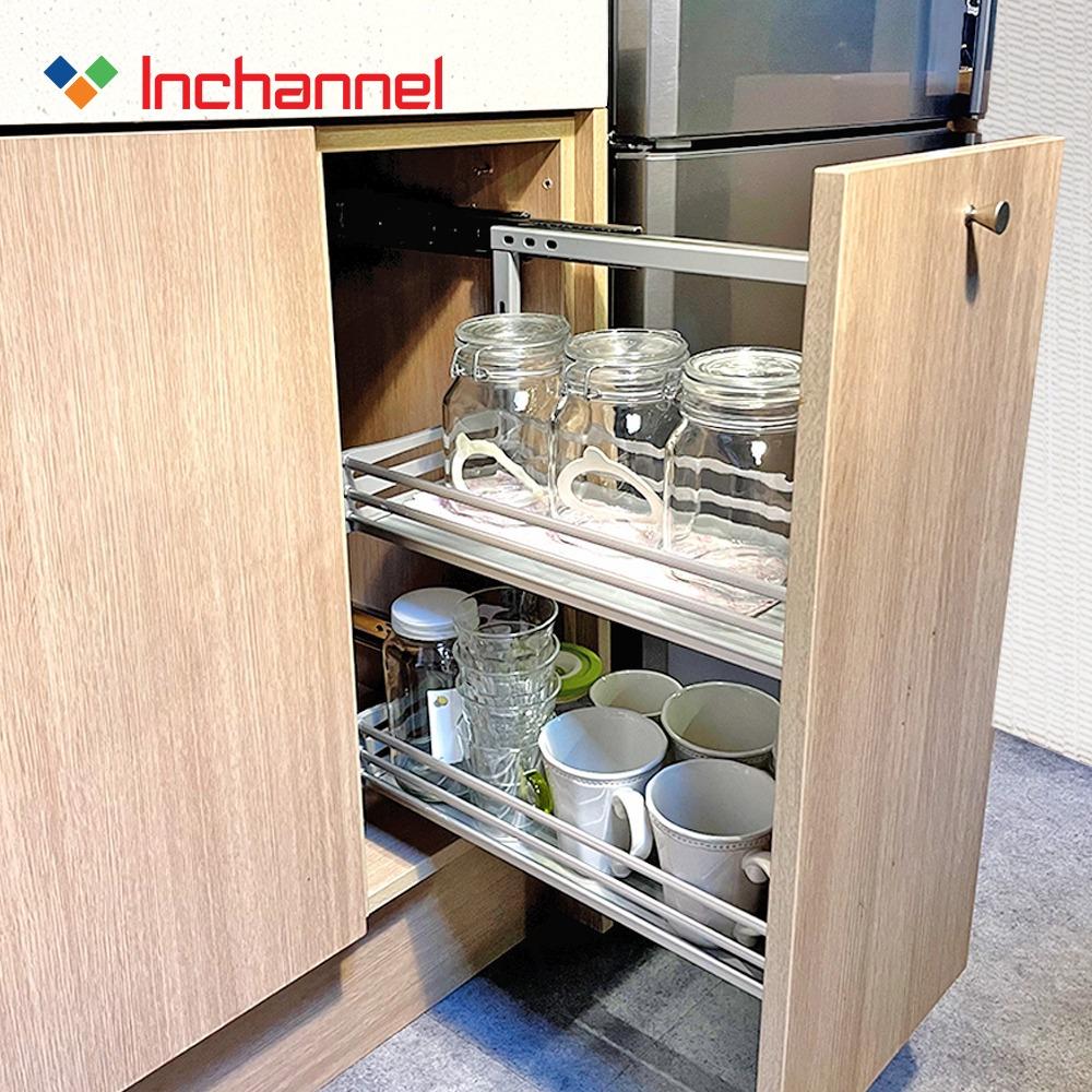 인채널 알루미늄 인출식 싱크대 레일선반 망장 씽크대 슬라이딩 양념망장 양념장 수납 하부장 정리