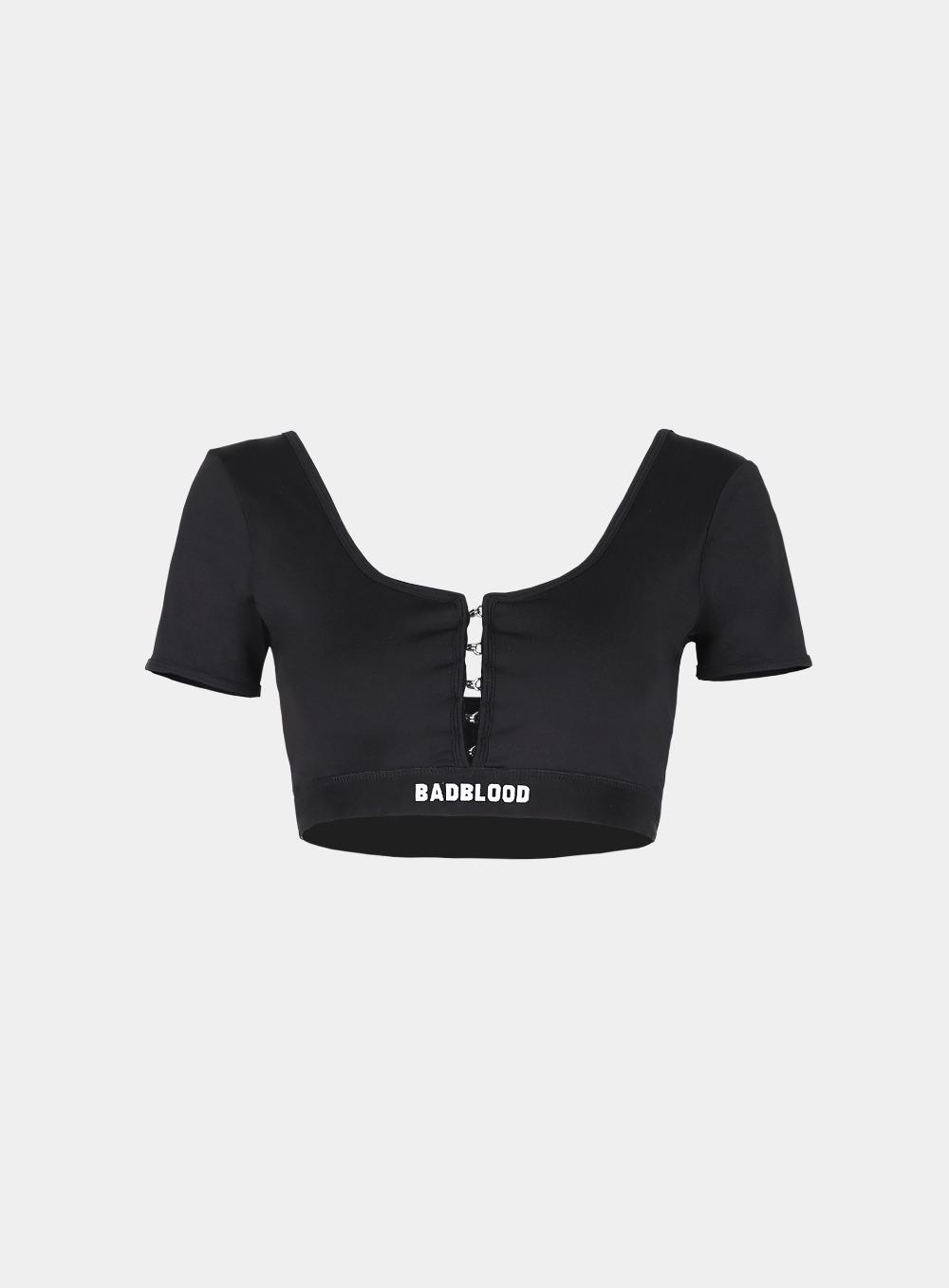 [at-bra23-005] 스몰 로고 밴드 1/2 티 브라 - 블랙