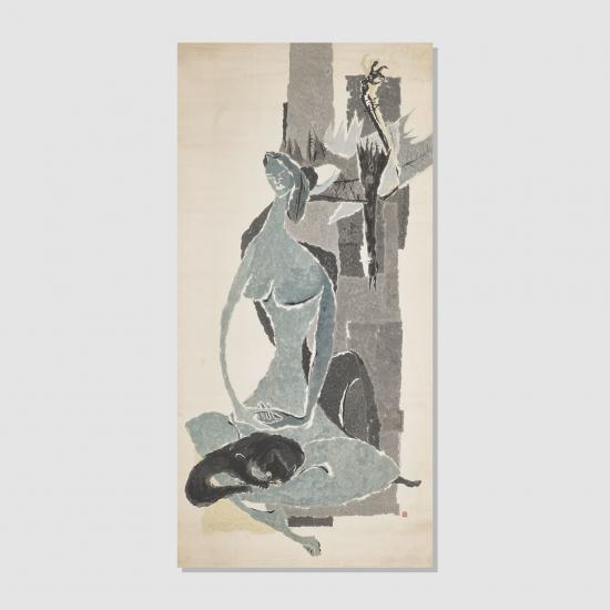 박래현 아트프린트 〈여인과 고양이〉