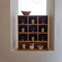 브라운 원목 컵 수납 티박스 진열장