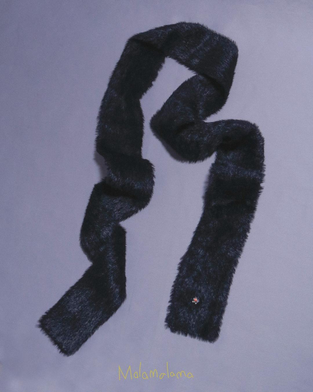[Malamalama] Angora Basic Slim Muffler - Black