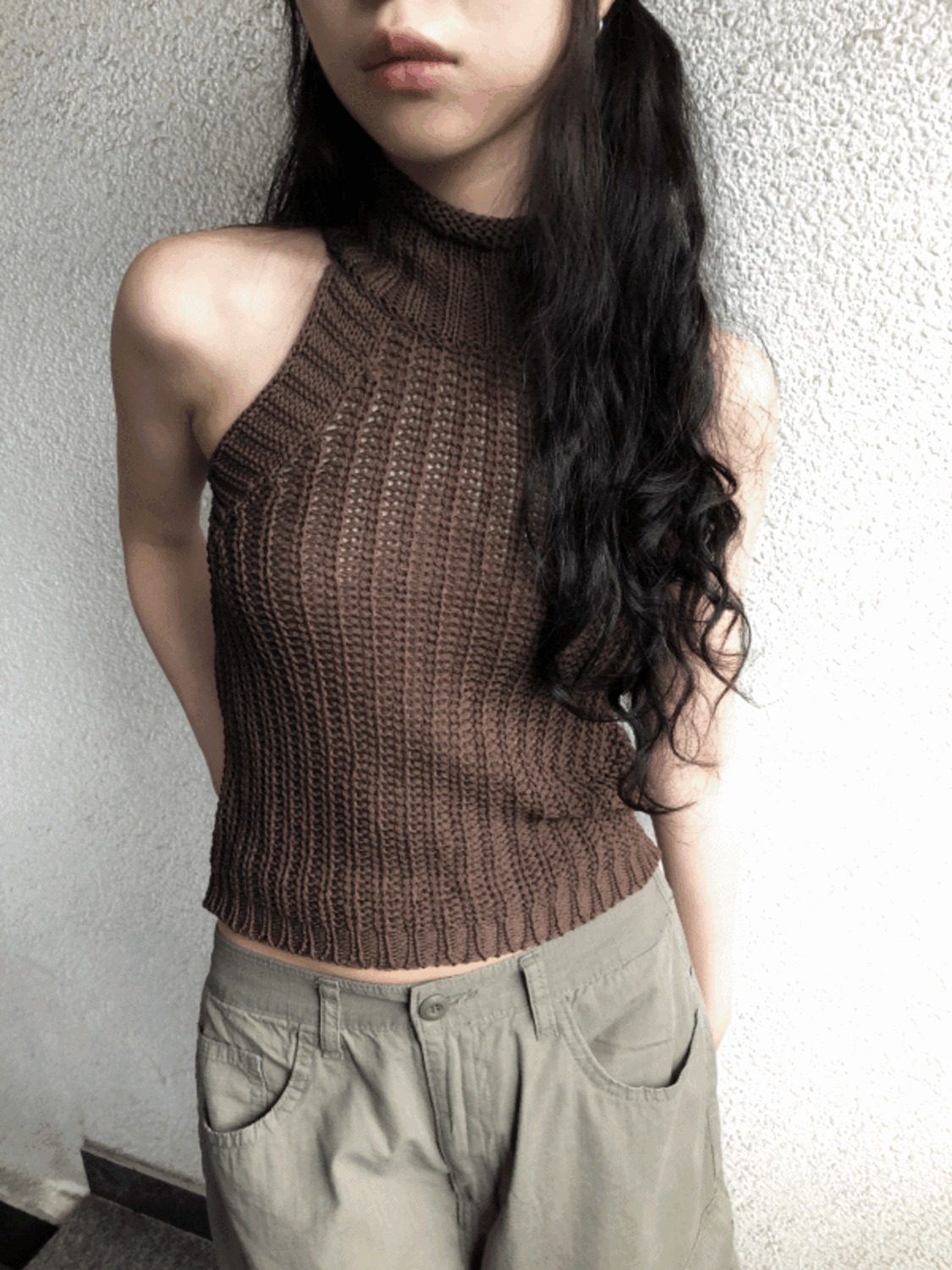 halter knit sleeveless (3color) / 홀터 니트 슬리브리스