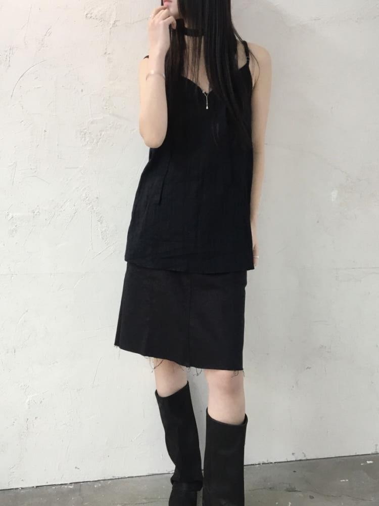 (2color) 컷팅 코튼 미디스커트