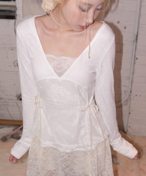 레이스 패치워크 탑(빈티지 화이트)