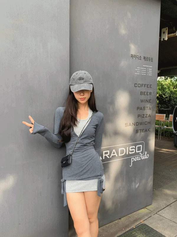 [원피스+랩가디건 set..🖤] 링링 시티 홀터 원피스 세트업