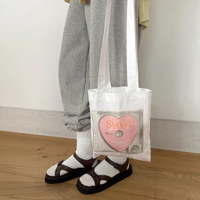 [29CM단독] Pink X Sinoon Heart Eco Bag (White)