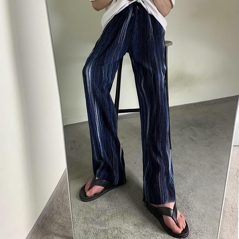 남자 여자 공용 시원한 봄 여름 가을 밴딩 와이드 플리츠 팬츠 2color