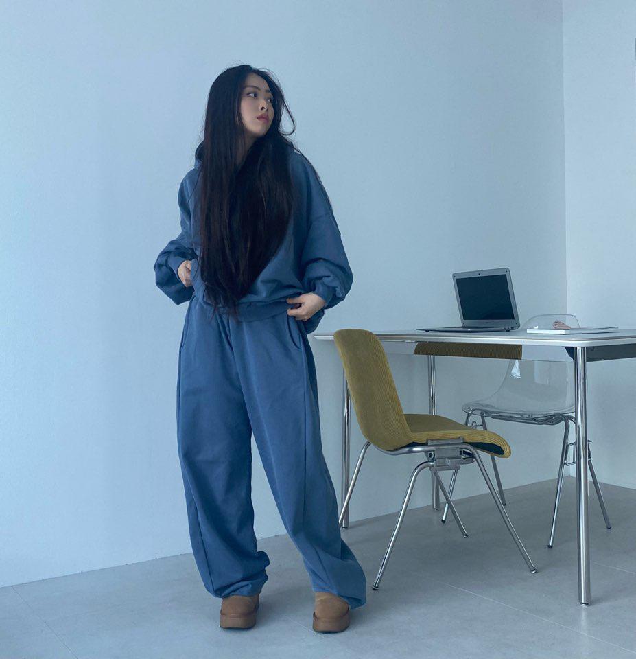 시클리 툭떨어지는핏💞3col 겨울 트레이닝 통넓은 커플 피그먼트 빈티지 먹색 허리밴딩 원마일룩 핑크 와이드 핀턱 바지 팬츠