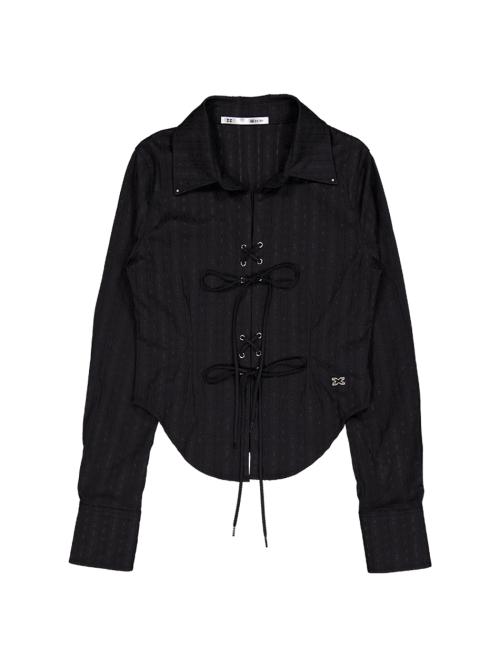 RACE-UP SHIRT / BLACK