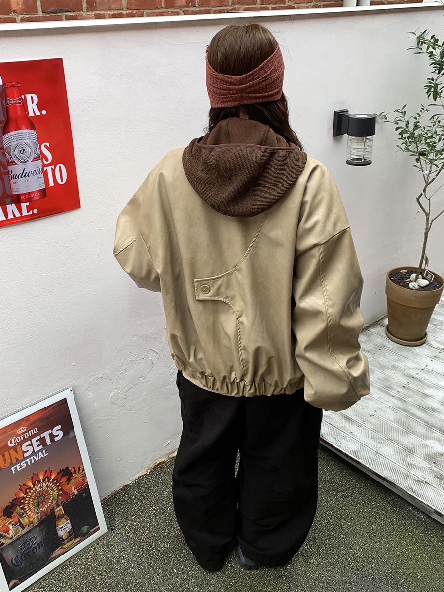 Retrograde leather jumper (2color)