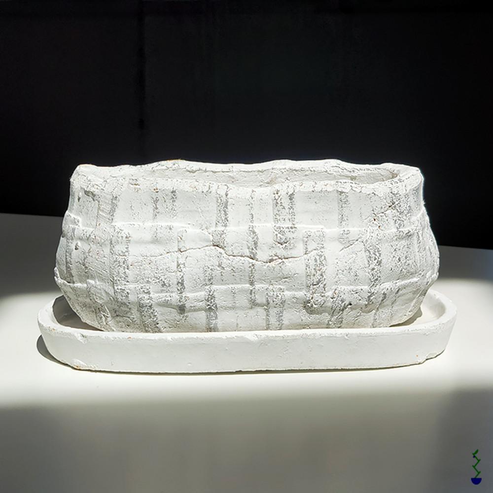 tub pot 흰색 타원형 낮은 화분