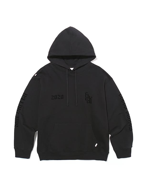 FLOCKED HOODED SWEATSHIRT BLACK