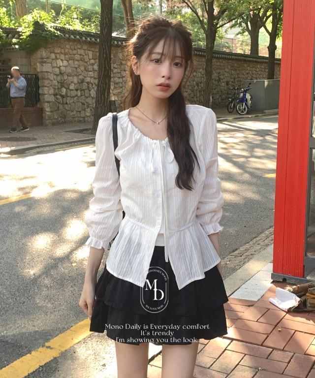 모노데일리 [블랙 오늘출발🚚] [#.weekly best]  [#.데이트룩]   앤듀 퍼프 블라우스 (입고지연 화이트 10/1 이후 순차발송)