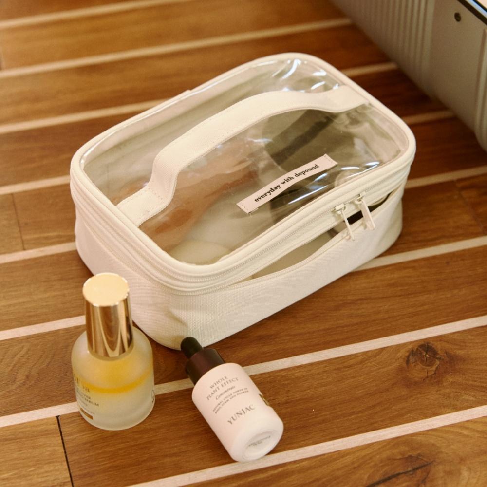 double layer cosmetic bag - ivory