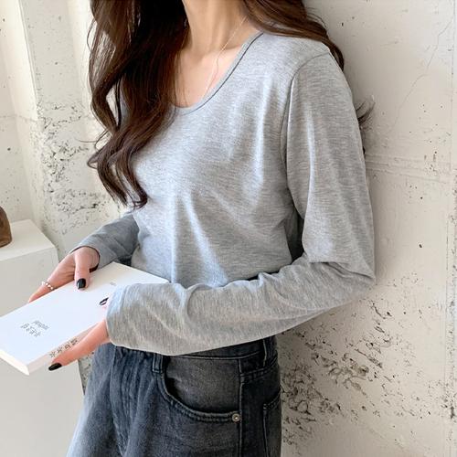 롱슬리브U넥티셔츠