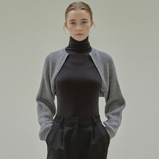 RIBBED KNIT BOLERO_GRAY