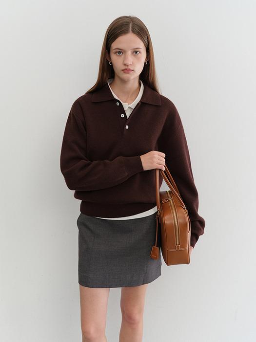 UNISEX CASHMERE COLLARED SWEATER BROWN_UDSW5C106W2