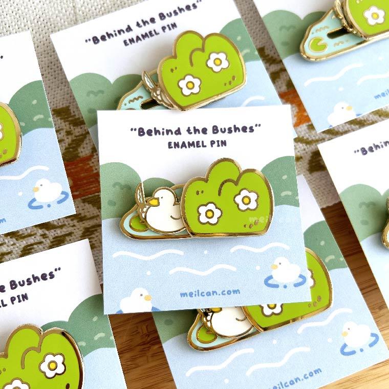 "Behind the Bushes" Sliding Enamel Pin