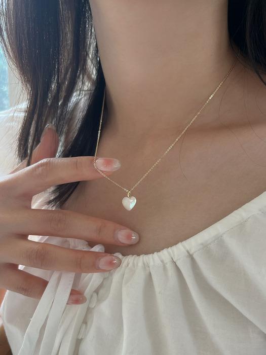 14k natural mother of pearl heart necklace