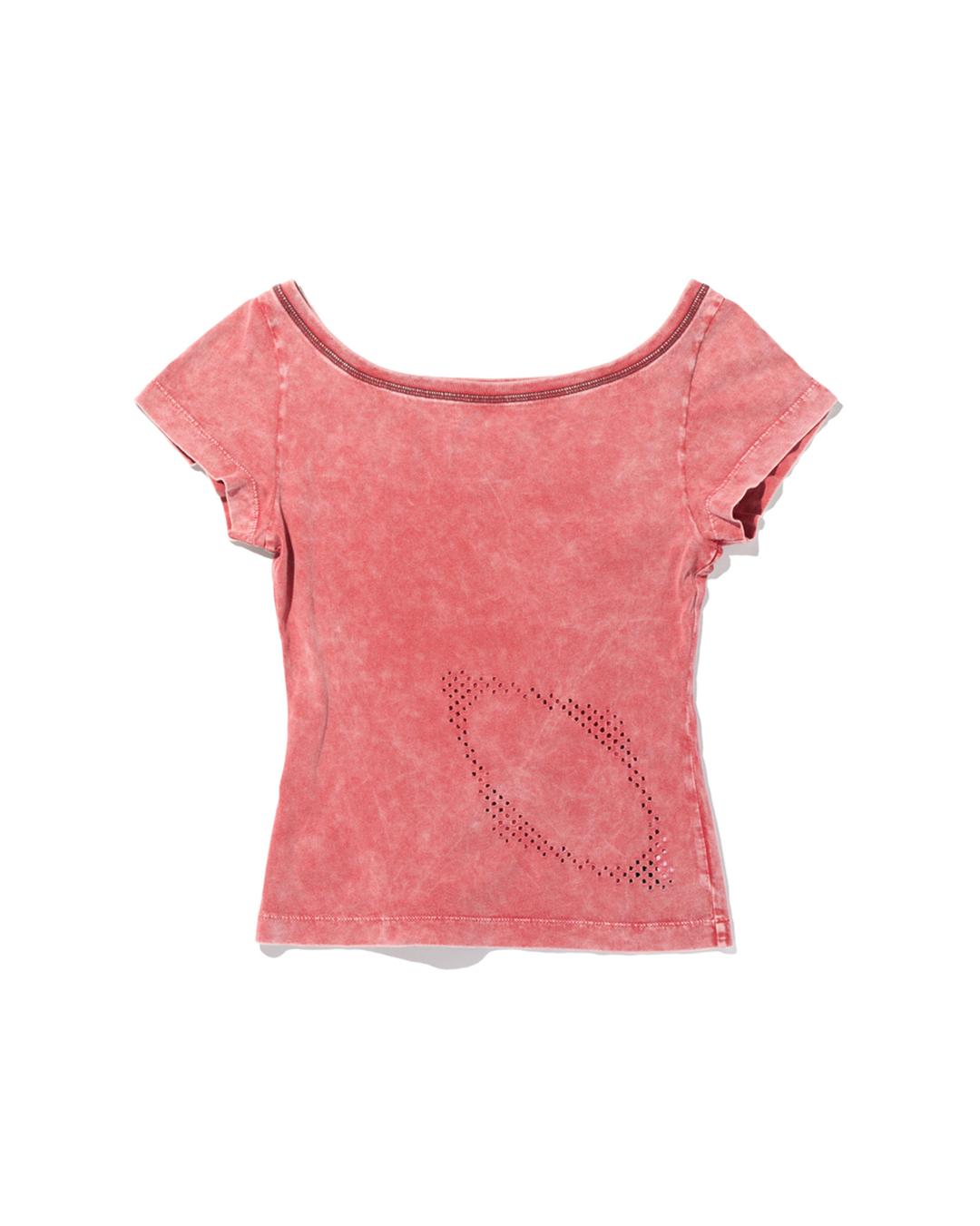 BLEACHED WIDE NECK T-SHIRT_BLEACHED RED