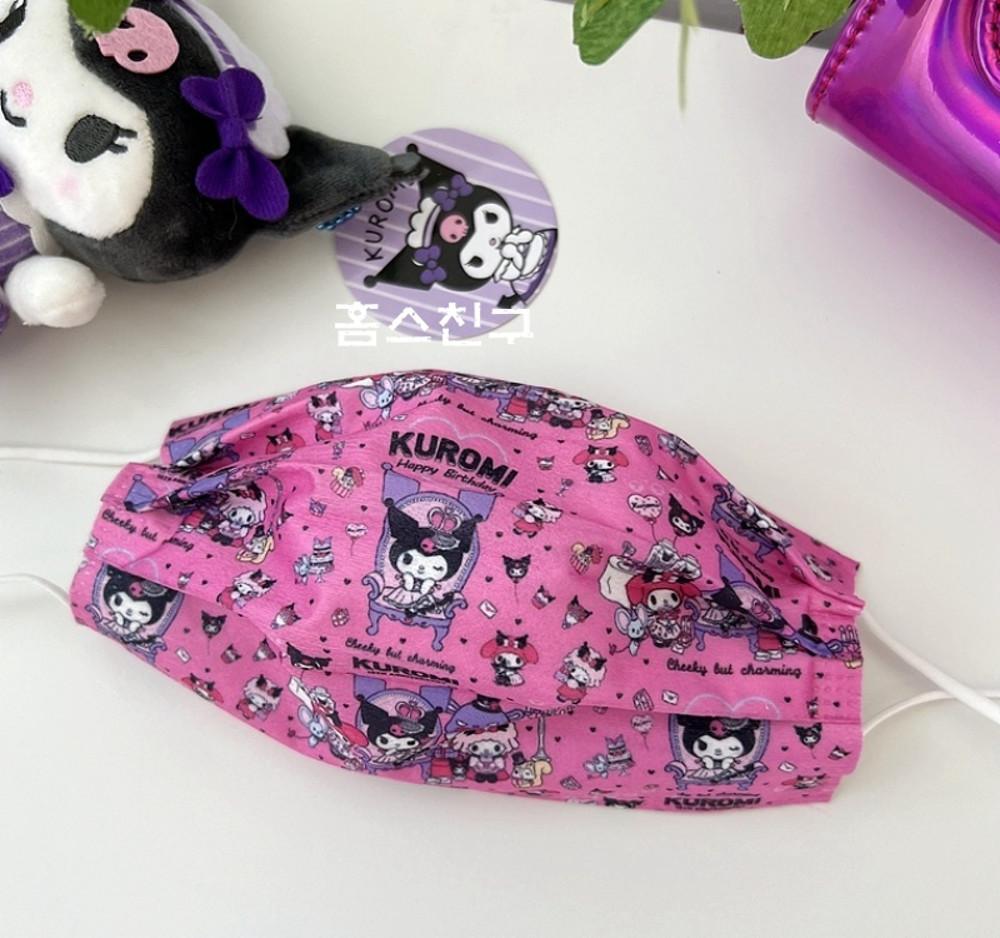 성인캐릭터 마스크 헬로키티마스크 스누피 쿠로미 마이멜로디 일회용대형10매