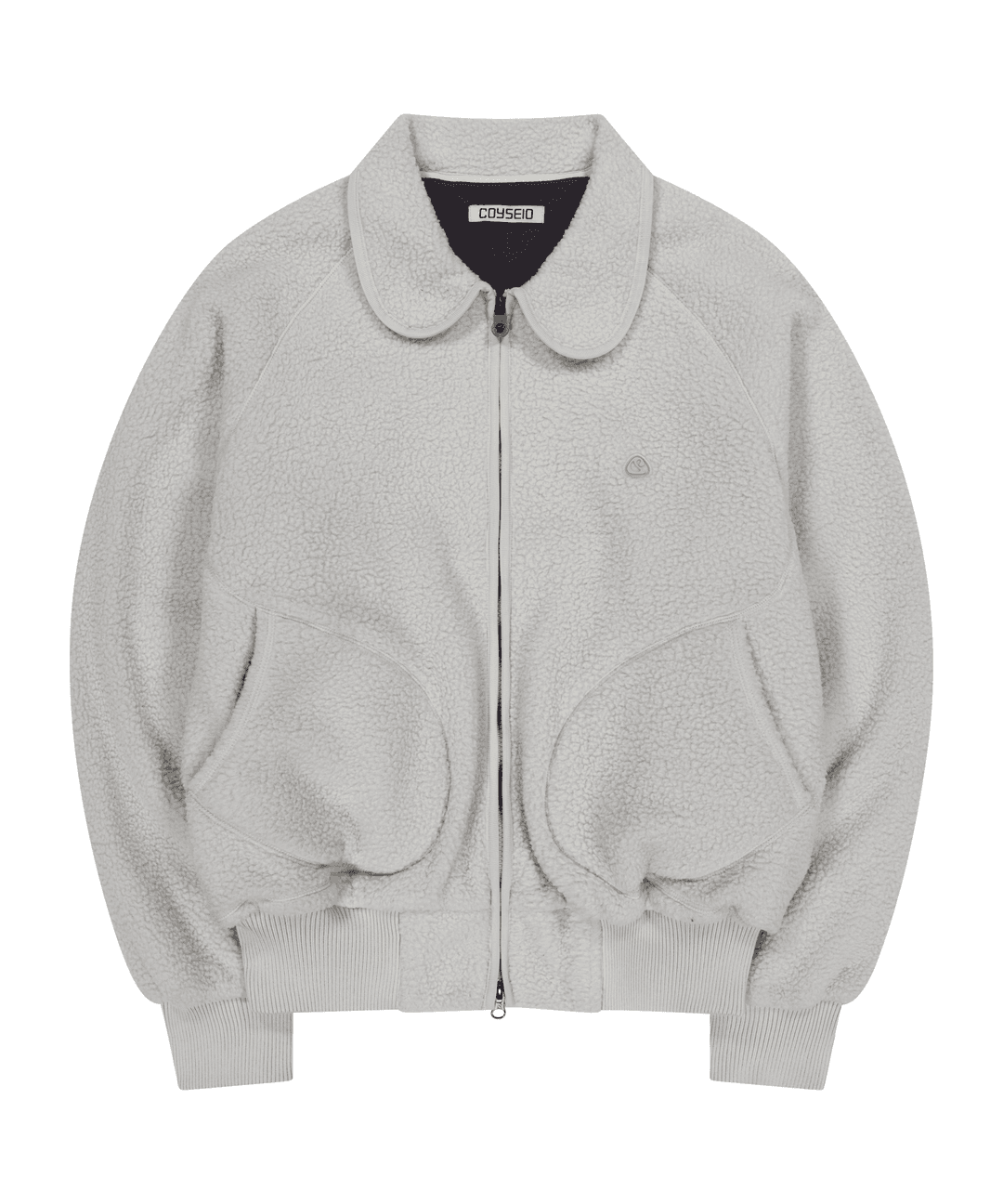 ROUND COLLAR FLEECE JACKET LIGHT GREY