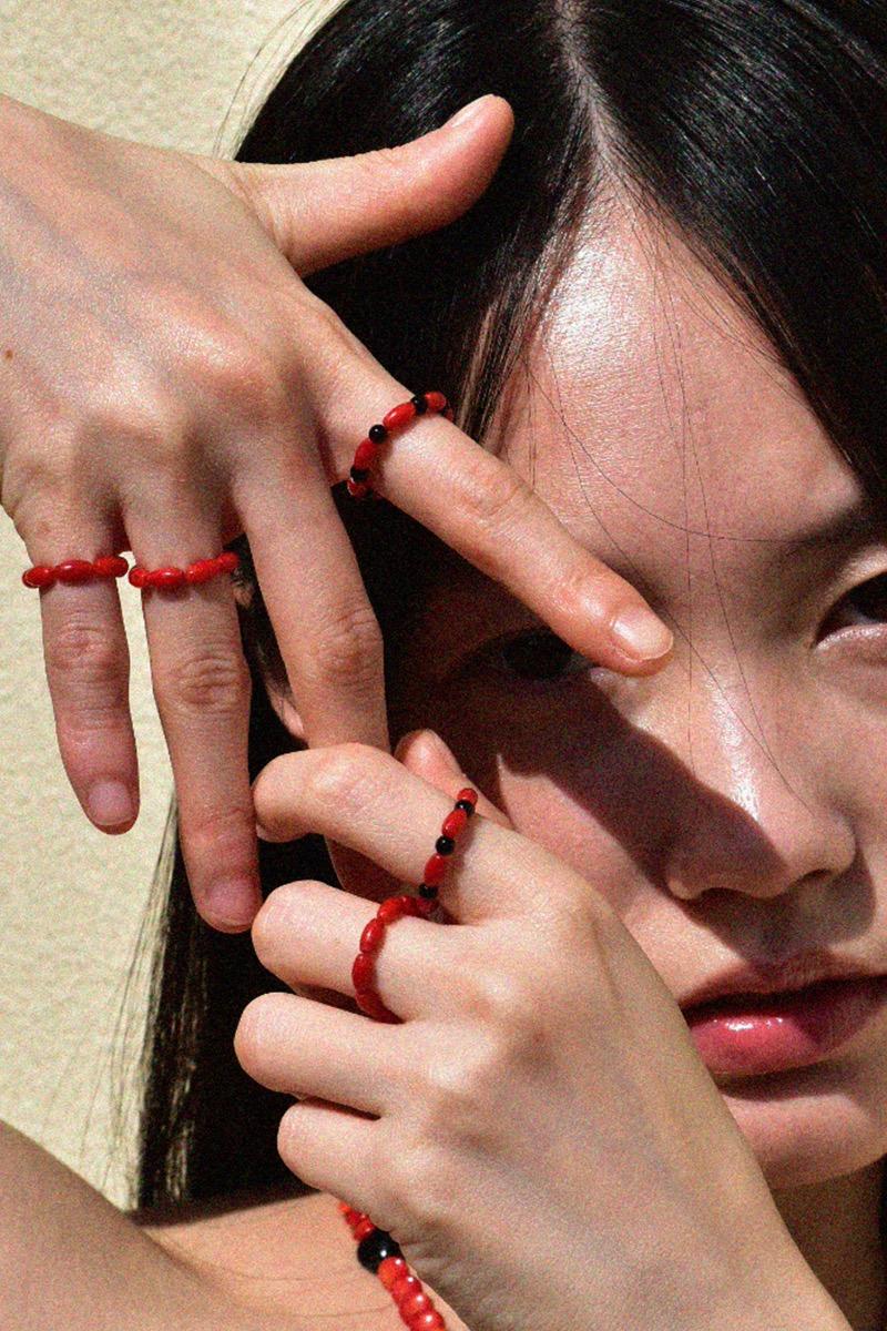 Red coral Ring (2pcs 1Set)