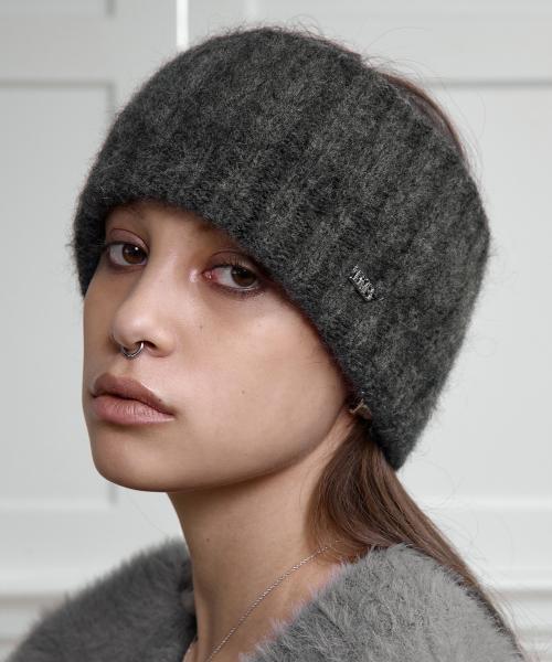 Hairy Knit Hairband [ Charcoal ]