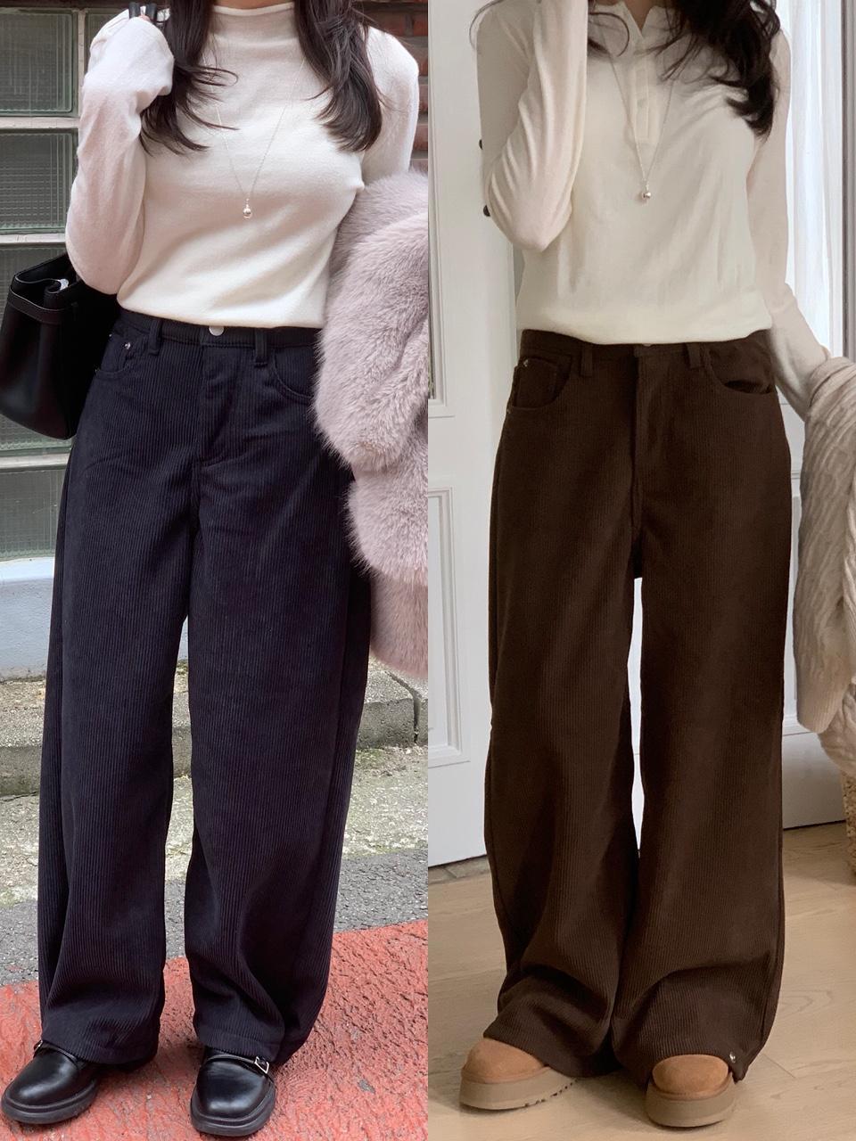 르아느 [키작녀🧚/코듀로이🔥] 네버 바지 와이드 투웨이 커브드 팬츠