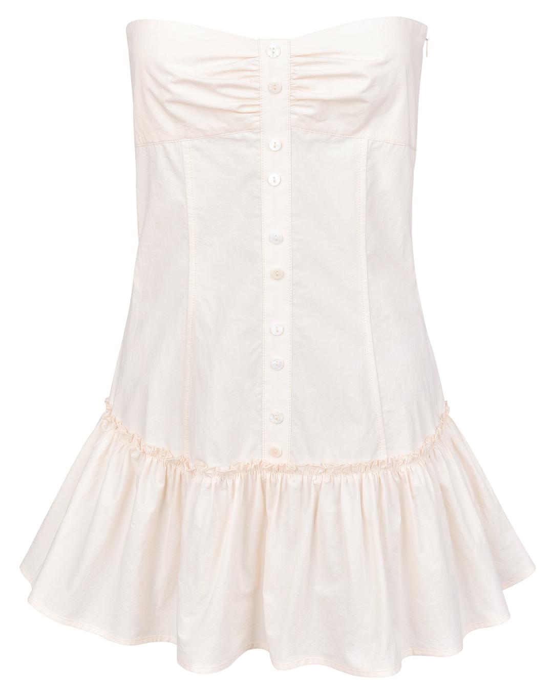 Button Mini Dress - Bone - XS