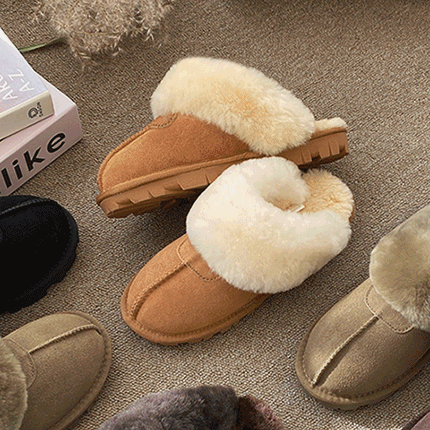 [제작] 진짜 양털 REAL 천연소가죽 스웨이드 슬리퍼