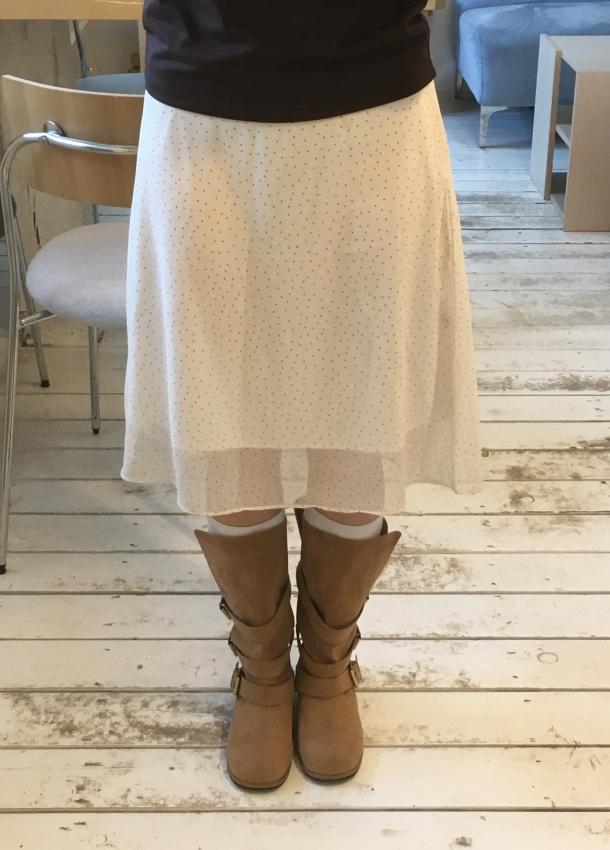 오브그린 [국내생산/뒷밴딩] 비올 도트 쉬폰 미디 스커트 (2color)