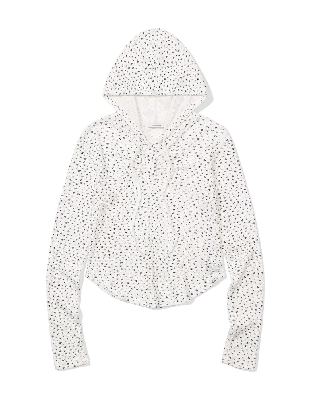 FLOWER WAFFLE HOODIE(WHITE)