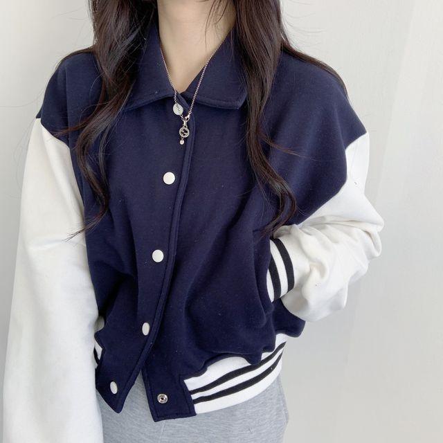 [세미크롭/바시티점퍼/간절기아우터] 카라 바시티 자켓 2color_클로드모어