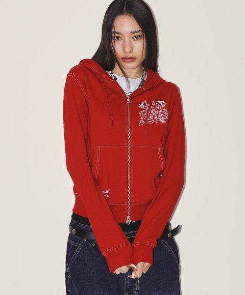 엔와이엑스엑스(NYXX)  BURST INTO ROSE HOOD ZIP-UP RED - 사이즈 & 후기 | 무신사