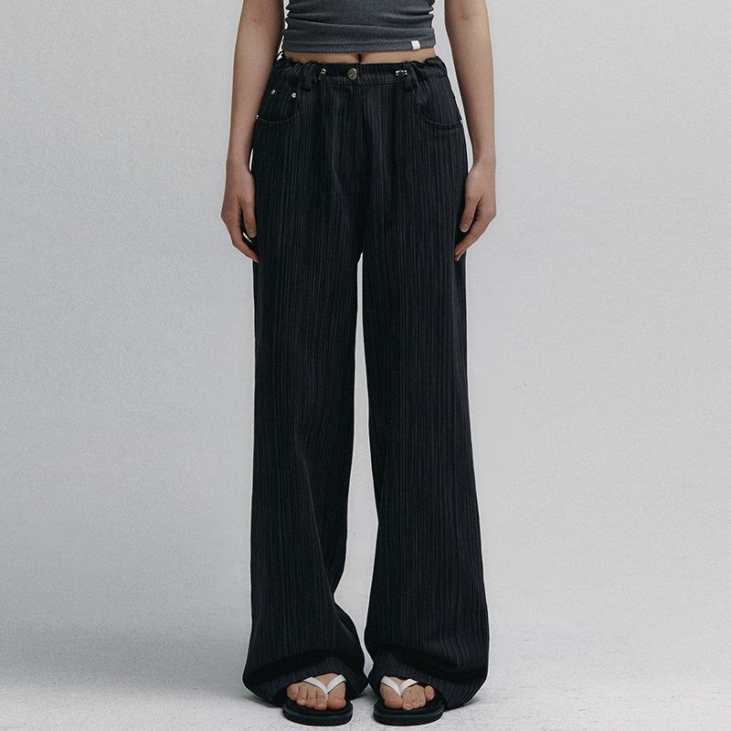 [4/14 순차출고] Stripe Jacquard String Denim Pants (Black)