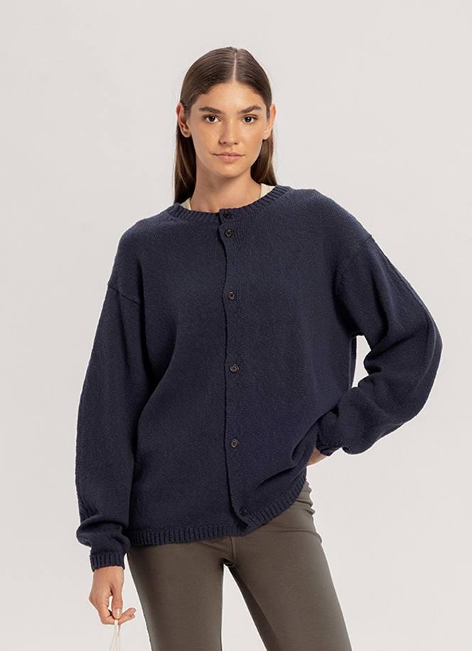 Round cardigan (Unisex)_Sea Storm