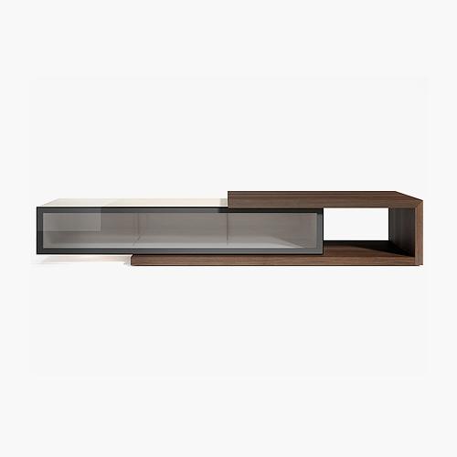 Spazio C-bench TV Console (Bianco&Walnut)
