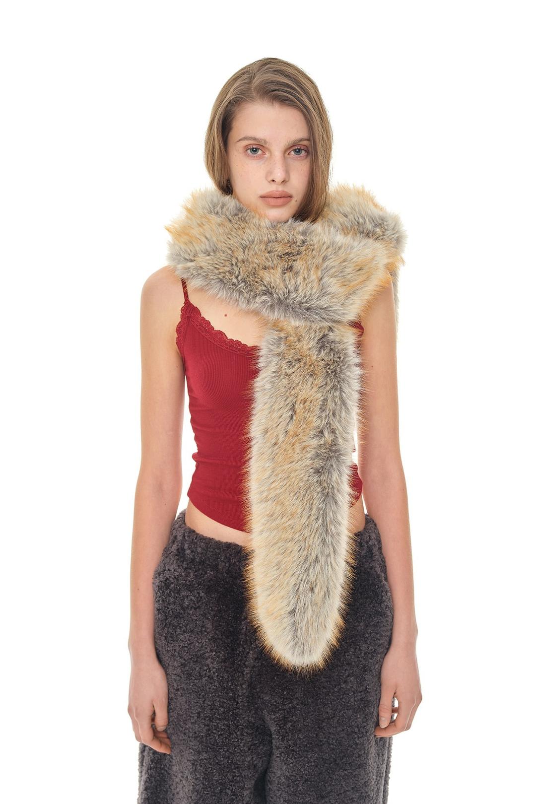 FAUX FUR SCARF (BROWN)