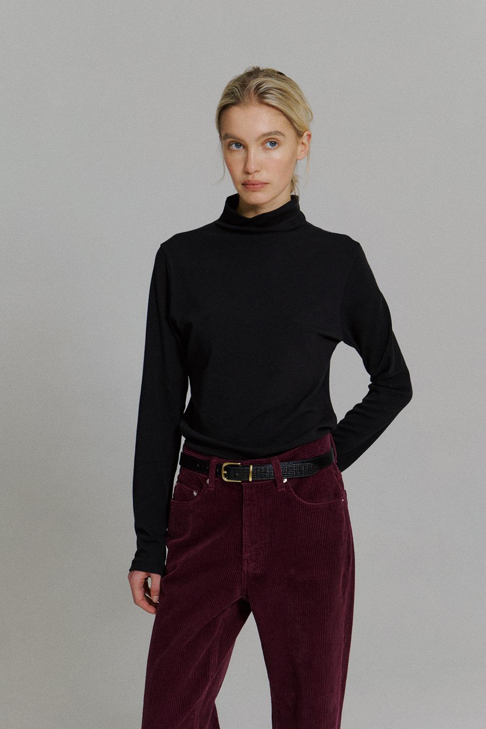 Soft Turtleneck Top in Black