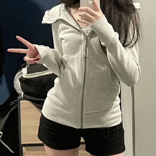 꾸안꾸🖤슬림핏 후드 집업