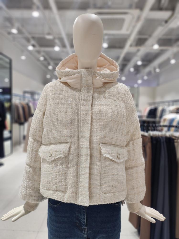 [씨씨콜렉트]  트위드 숏 구스 패딩 점퍼 C224PSG807